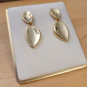 14kt Gold Plated Drop Earrings • Brand New • Pale Shiny Gold